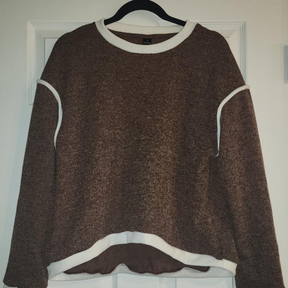 Trendy drop shoulder /high low crew neck  top